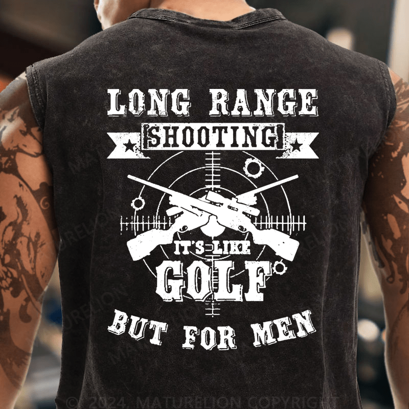 Maturelion Long Range Shooting It's Like Golf But For Men Vintage Washed Tank Top