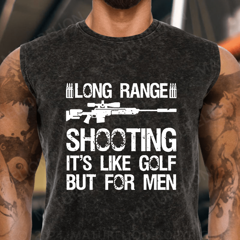 Maturelion Long Range Shooting It's Like Golf But For Men Vintage Washed Tank Top