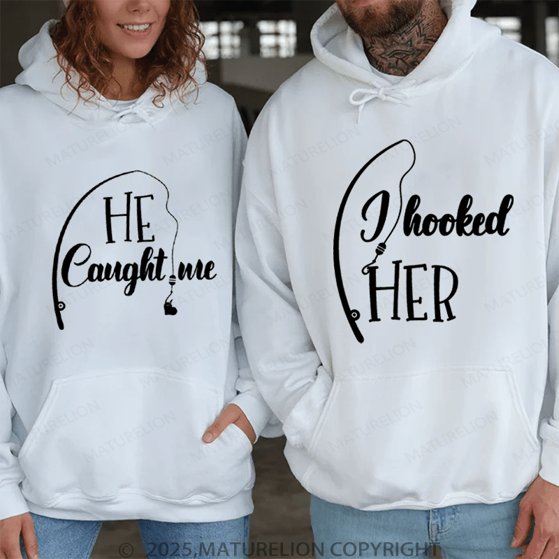 Maturelion Looked Her & He Caught Me Couple Hoodie