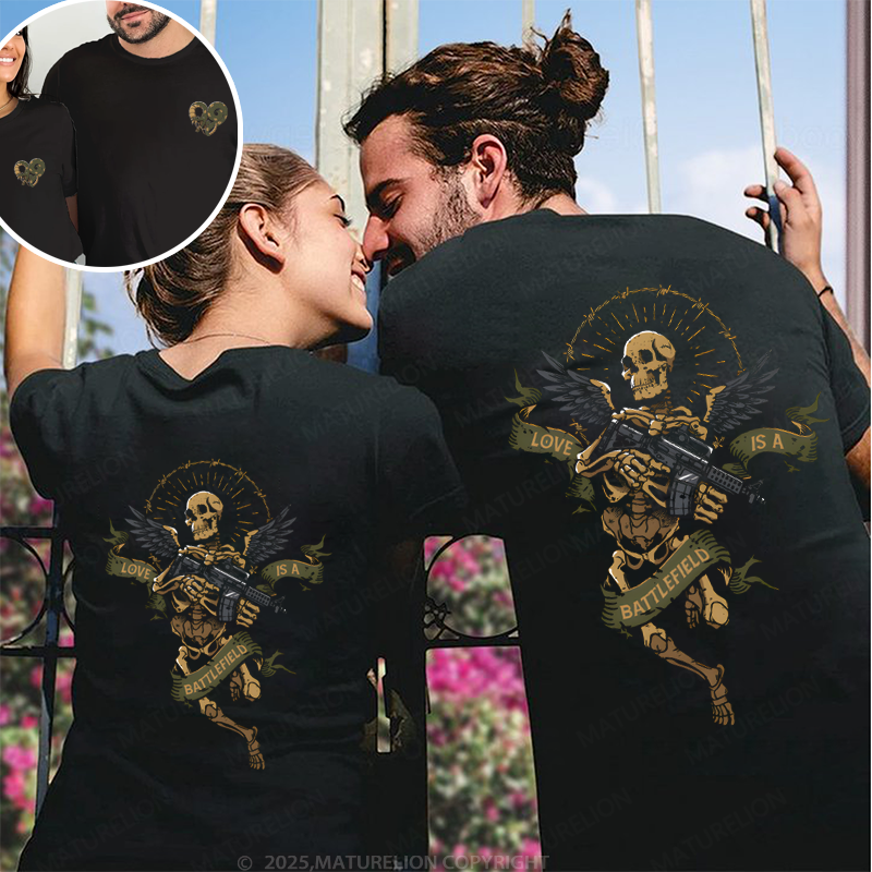 Maturelion Love Is A Battlefield Couple T-Shirt