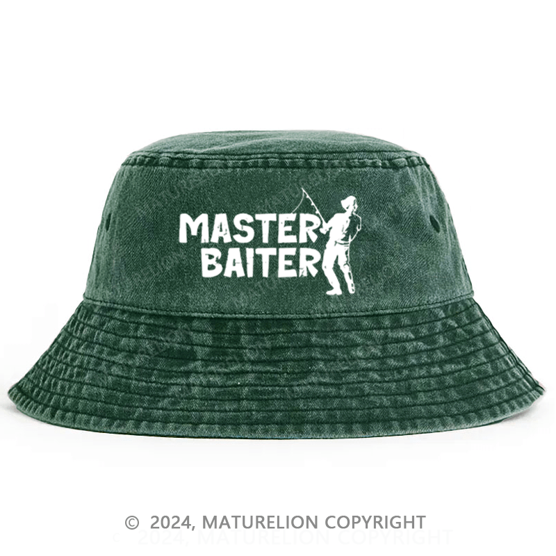 Maturelion Master Baiter Fishing Funny Bucket Hat