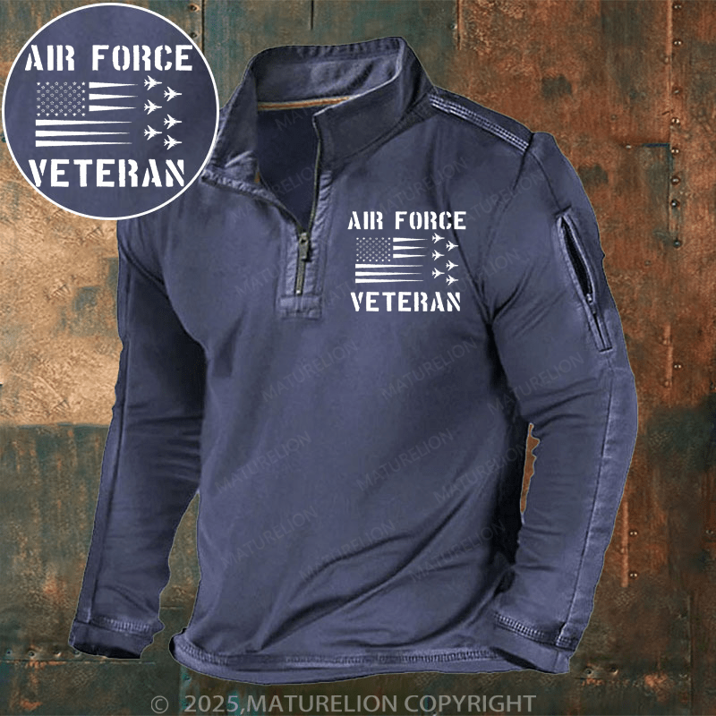 Maturelion Men's Henley Shirt Air Force Veteran Henley Shirt