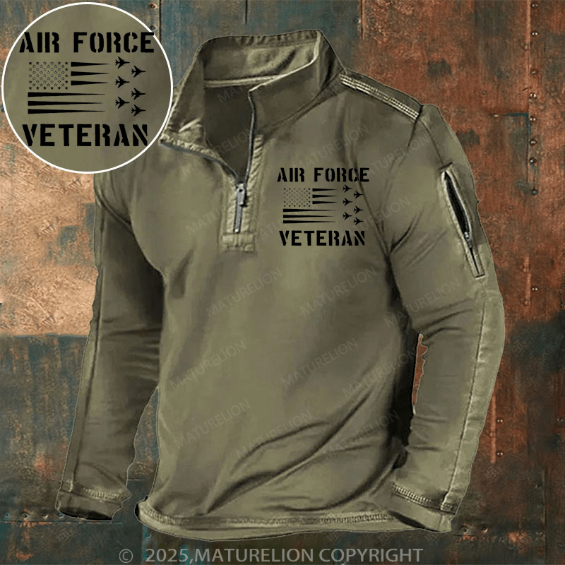 Maturelion Men's Henley Shirt Air Force Veteran Henley Shirt