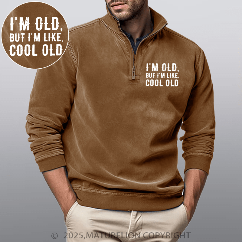 Maturelion Men's Henley Shirt I'm Old But I'm Like Cool Old Funny Stand Collar Henley Shirt