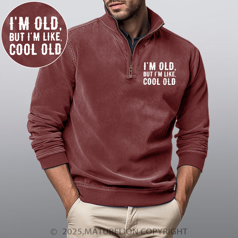 Maturelion Men's Henley Shirt I'm Old But I'm Like Cool Old Funny Stand Collar Henley Shirt