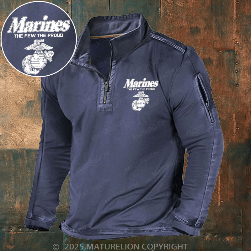 Maturelion Men's Henley Shirt Marine The Few The Proud Henley Shirt