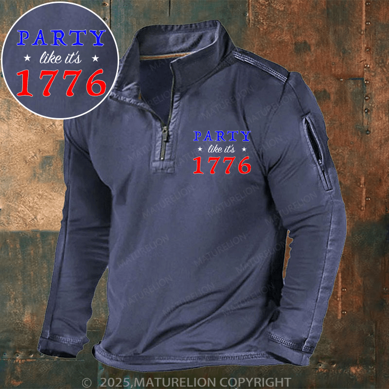 Maturelion Men's Henley Shirt Party Like It's 1776 Men's Henley Shirt