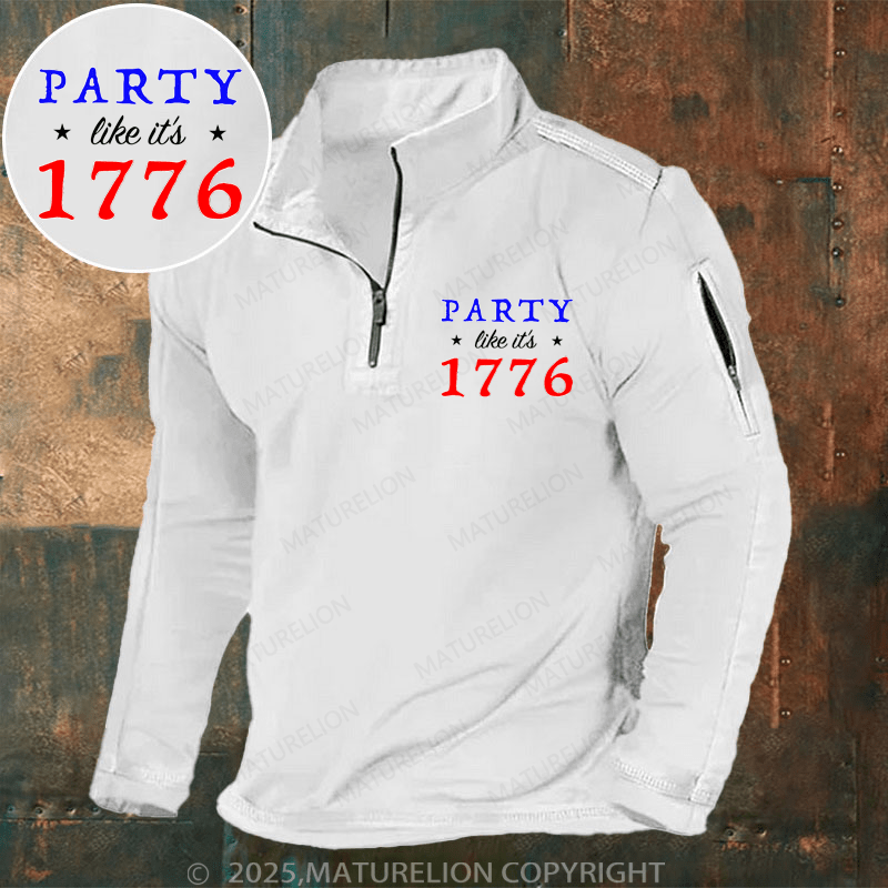 Maturelion Men's Henley Shirt Party Like It's 1776 Men's Henley Shirt