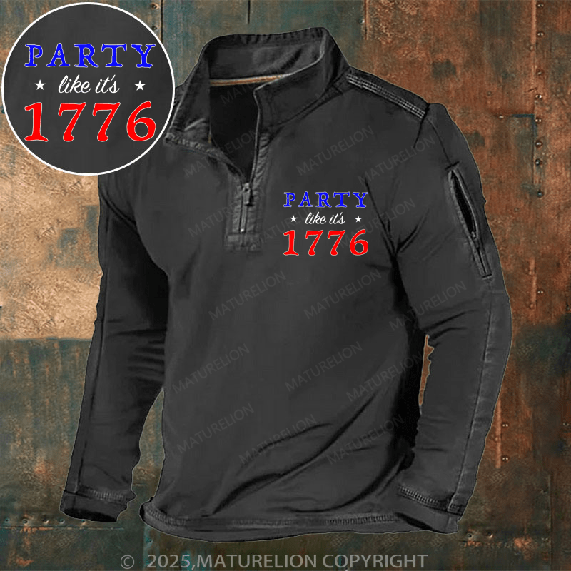 Maturelion Men's Henley Shirt Party Like It's 1776 Men's Henley Shirt