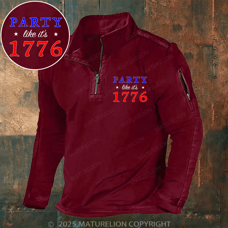 Maturelion Men's Henley Shirt Party Like It's 1776 Men's Henley Shirt