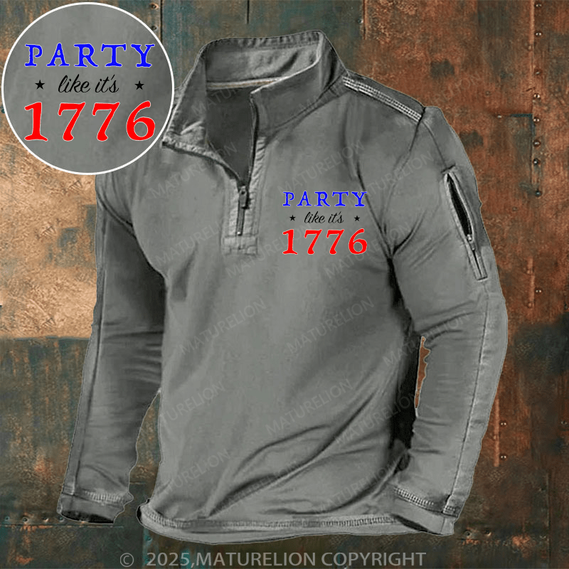 Maturelion Men's Henley Shirt Party Like It's 1776 Men's Henley Shirt