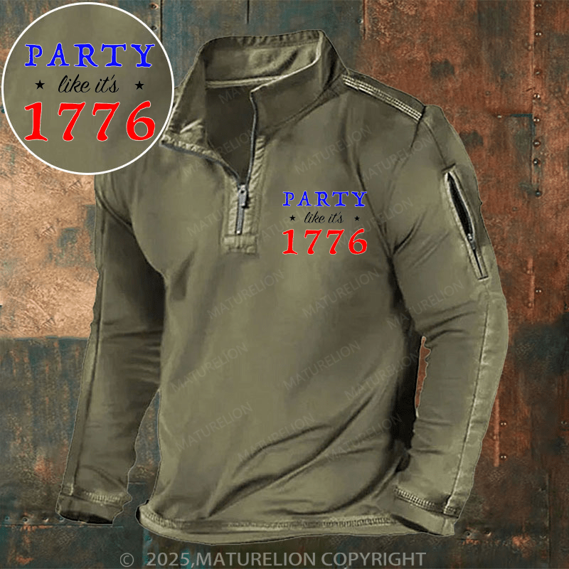 Maturelion Men's Henley Shirt Party Like It's 1776 Men's Henley Shirt