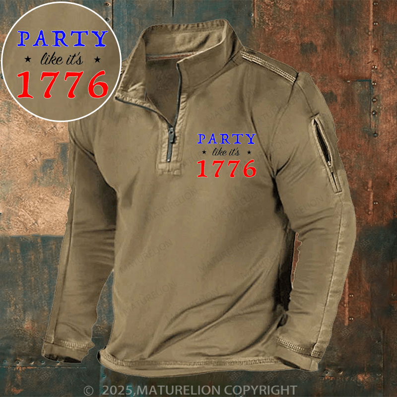 Maturelion Men's Henley Shirt Party Like It's 1776 Men's Henley Shirt