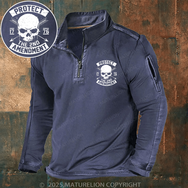 Maturelion Men's Henley Shirt Protect The 2nd Amendment 1776 Arrow Skull Men's Henley Shirt