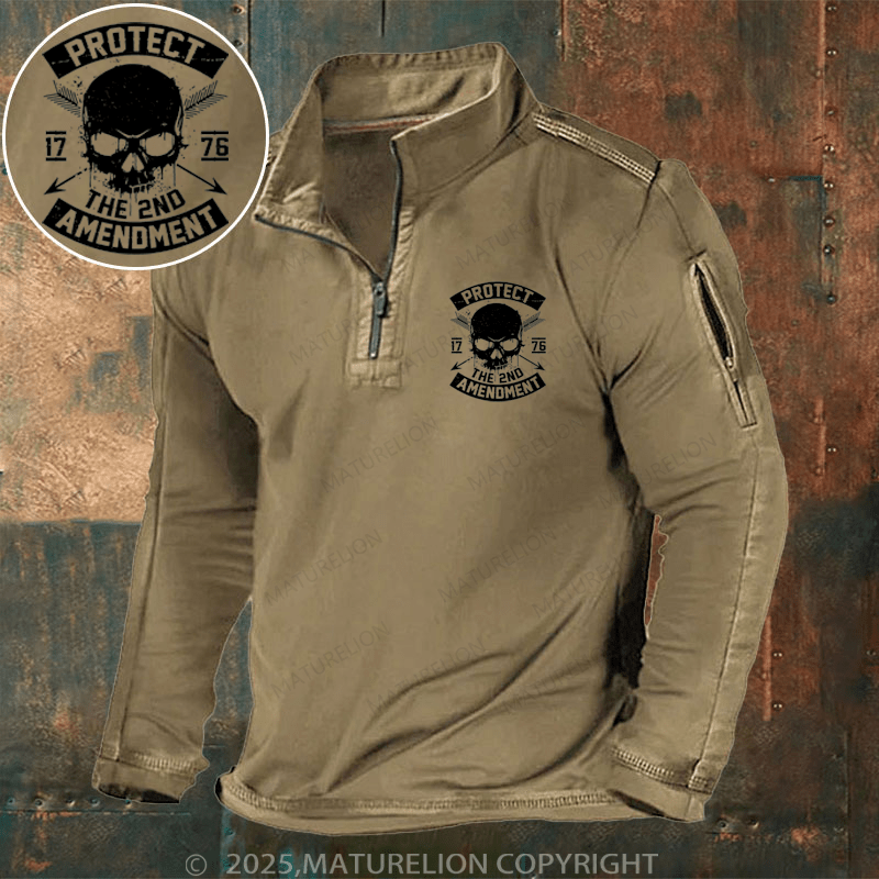 Maturelion Men's Henley Shirt Protect The 2nd Amendment 1776 Arrow Skull Men's Henley Shirt