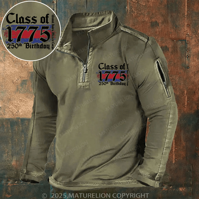 Maturelion Men's Henley Shirt USMC 250th Birthday Class of 1775 Henley Shirt