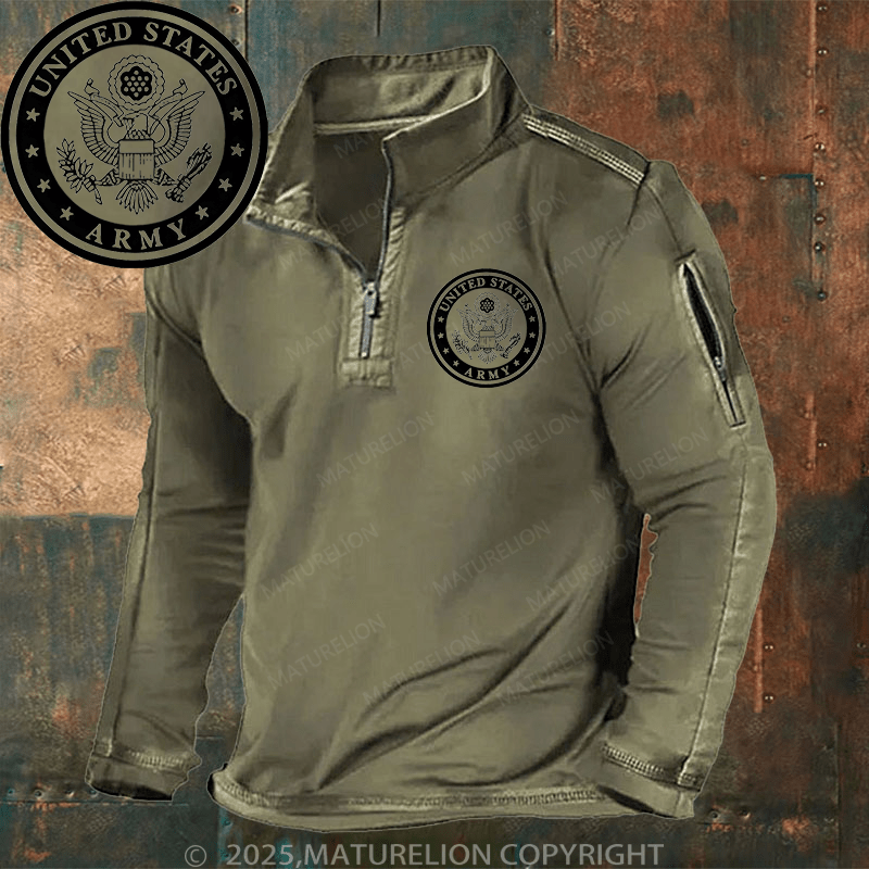 Maturelion Men's Henley Shirt United States Army Henley Shirt