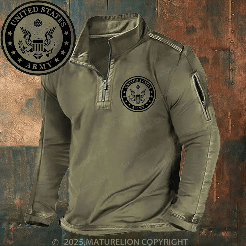 Maturelion Men's Henley Shirt United States Army Henley Shirt