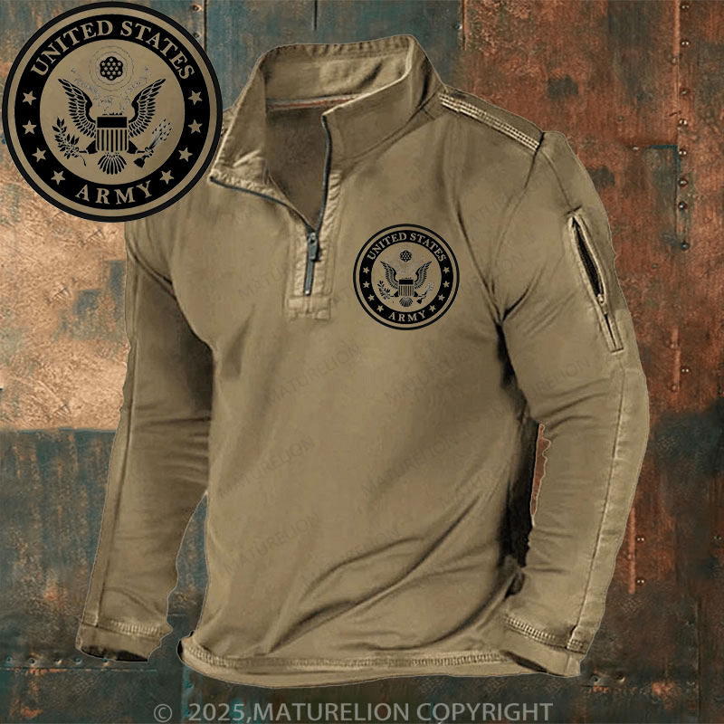 Maturelion Men's Henley Shirt United States Army Henley Shirt