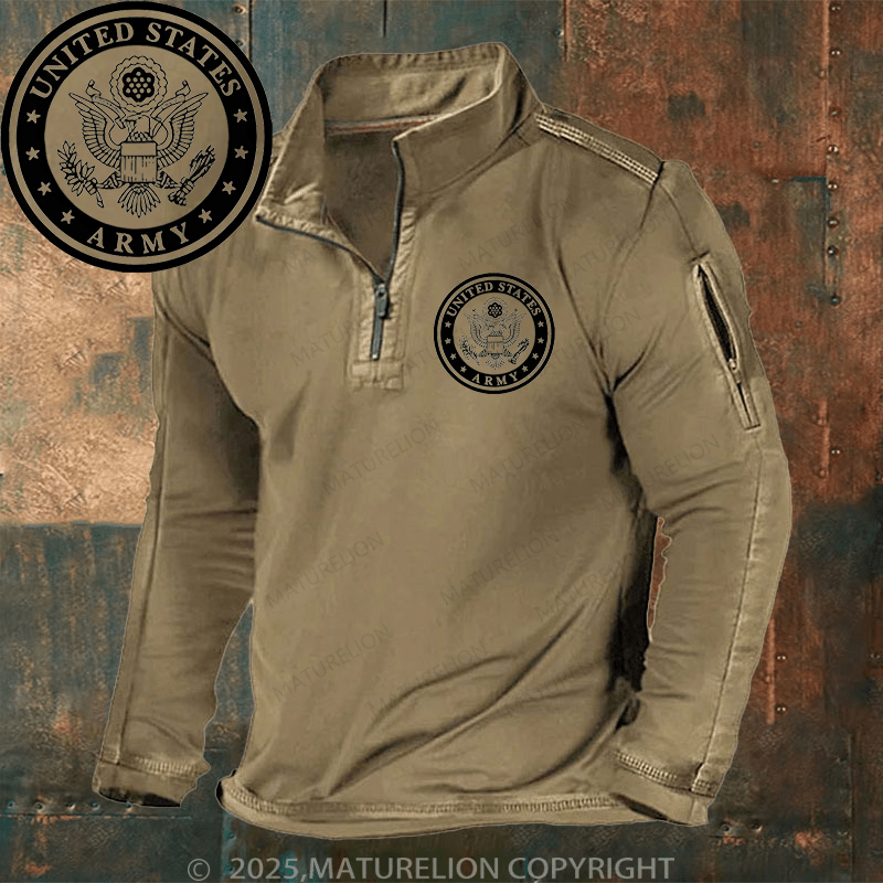 Maturelion Men's Henley Shirt United States Army Henley Shirt