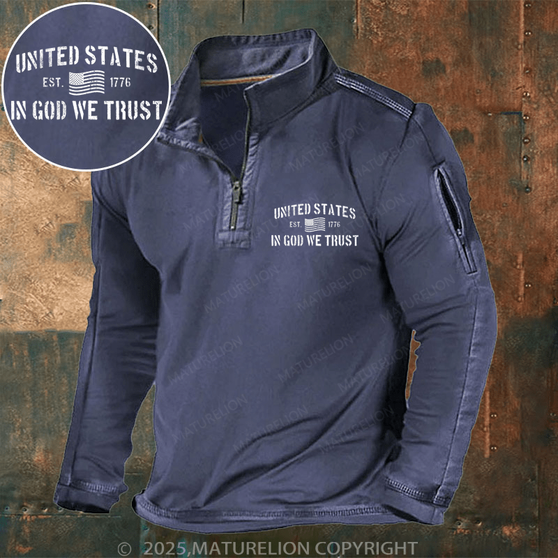 Maturelion Men's Henley Shirt United States Est. 1776 In God We Trust Men's Henley Shirt