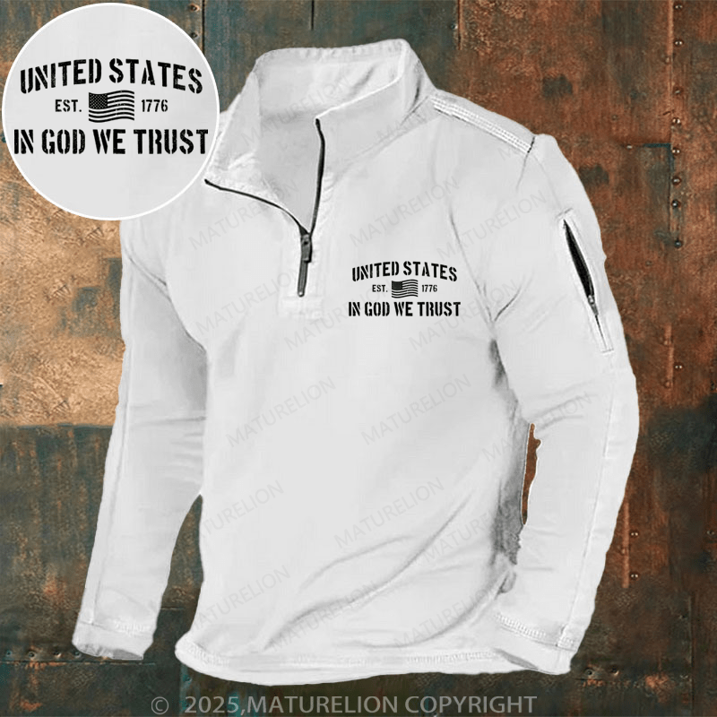 Maturelion Men's Henley Shirt United States Est. 1776 In God We Trust Men's Henley Shirt