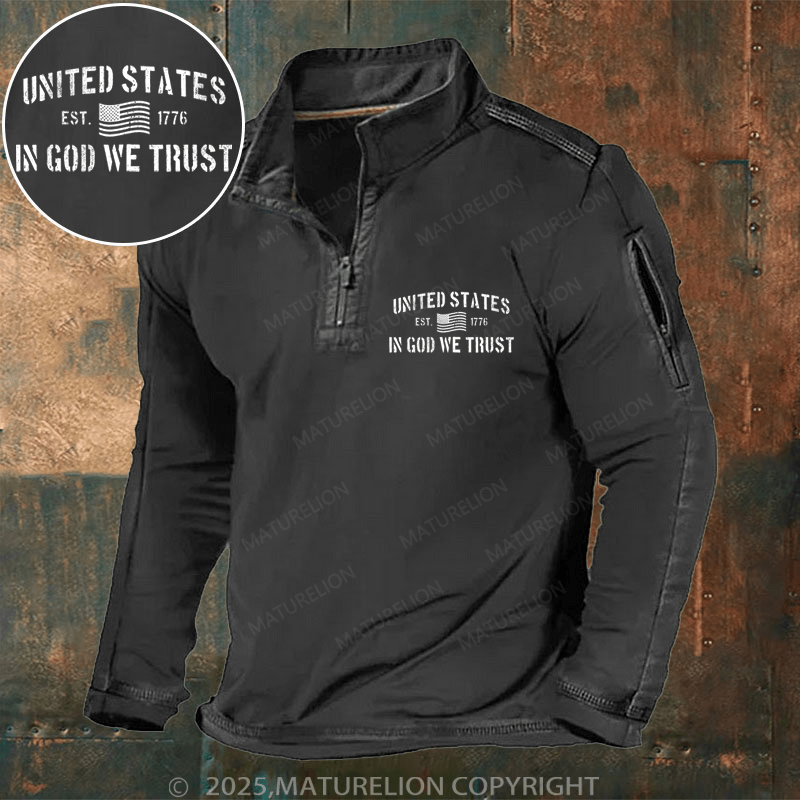 Maturelion Men's Henley Shirt United States Est. 1776 In God We Trust Men's Henley Shirt