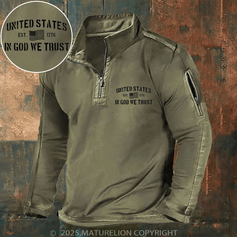 Maturelion Men's Henley Shirt United States Est. 1776 In God We Trust Men's Henley Shirt