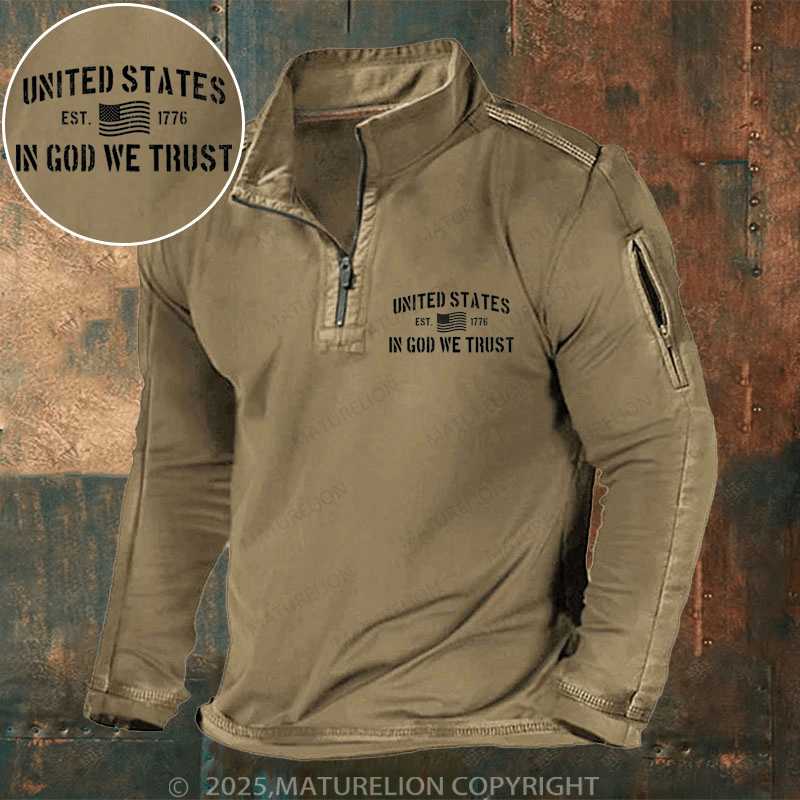 Maturelion Men's Henley Shirt United States Est. 1776 In God We Trust Men's Henley Shirt