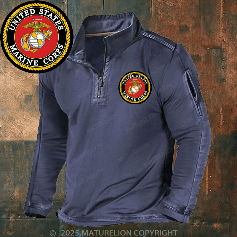 Maturelion Men's Henley Shirt United States Marine Corps Henley Shirt