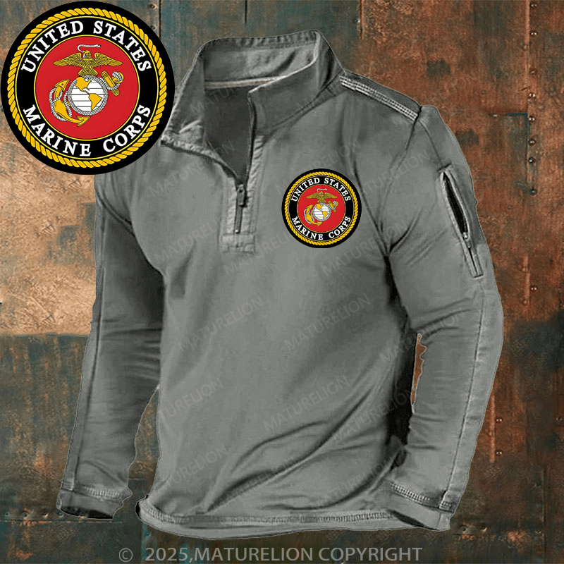 Maturelion Men's Henley Shirt United States Marine Corps Henley Shirt