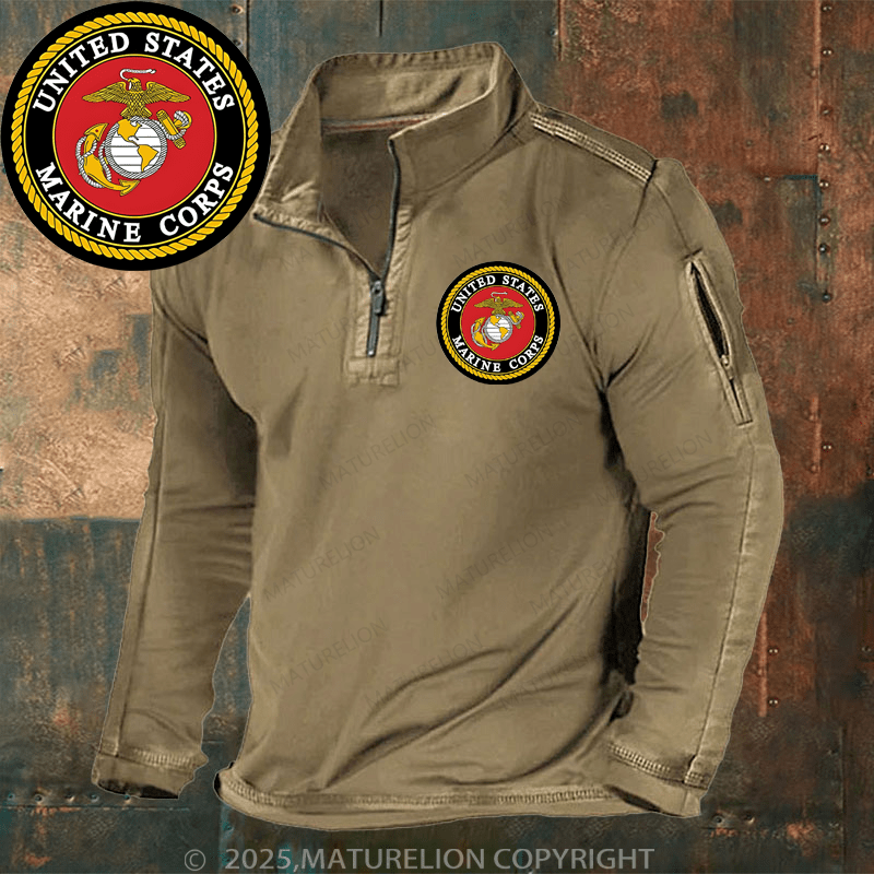 Maturelion Men's Henley Shirt United States Marine Corps Henley Shirt