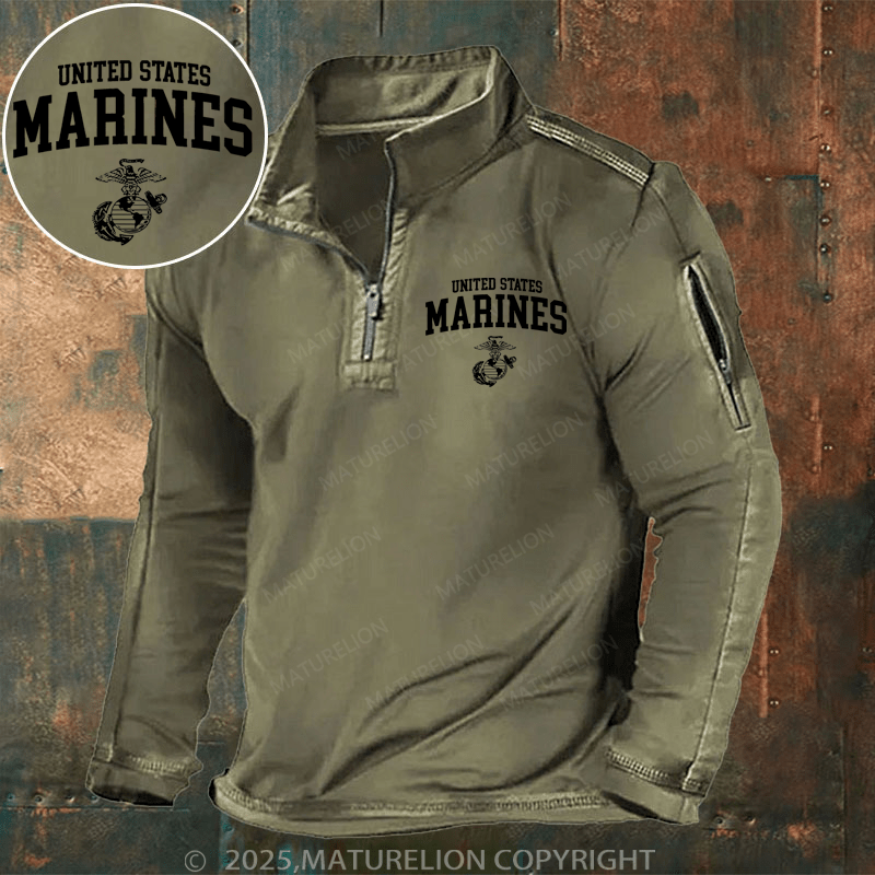 Maturelion Men's Henley Shirt United States Marines Henley Shirt