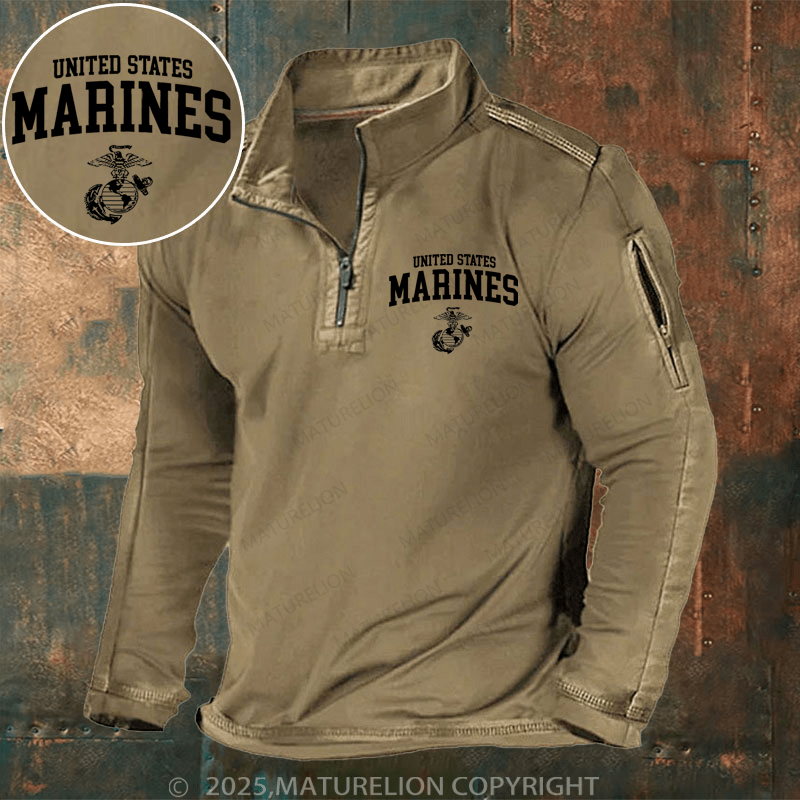 Maturelion Men's Henley Shirt United States Marines Henley Shirt