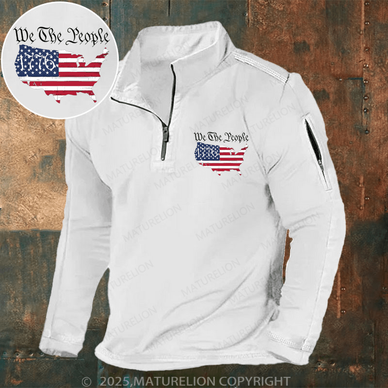 Maturelion Men's Henley Shirt We The People 1776 Conservative Patriotic American US Constitution Men's Henley Shirt