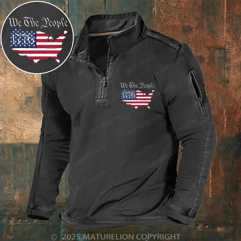 Maturelion Men's Henley Shirt We The People 1776 Conservative Patriotic American US Constitution Men's Henley Shirt