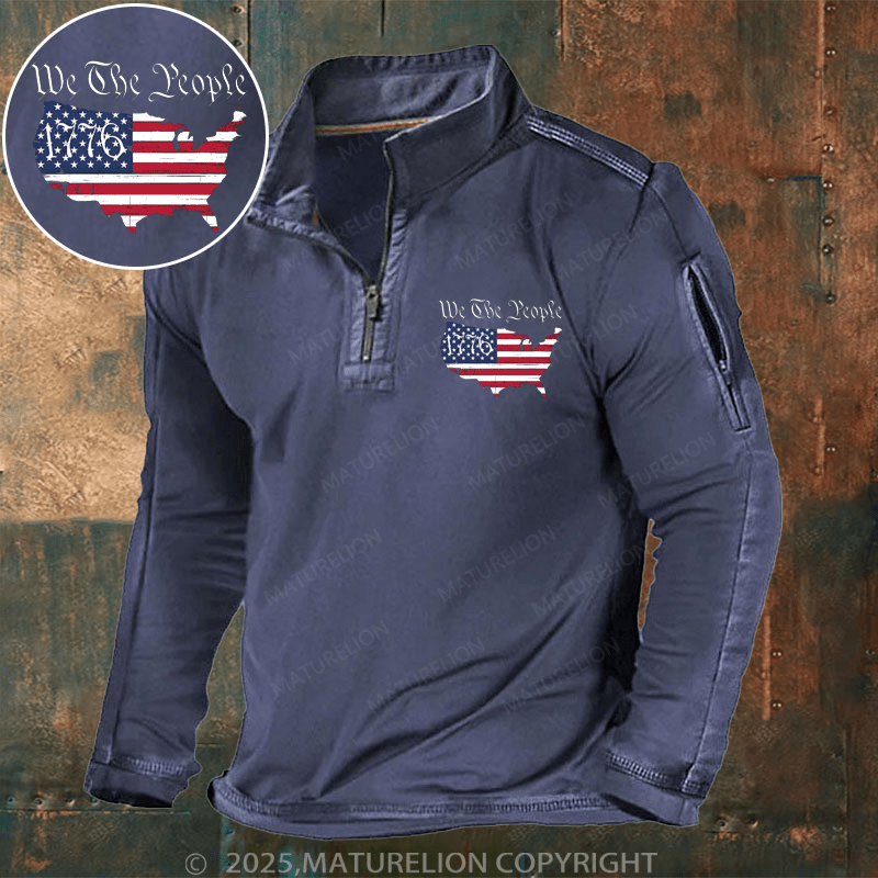 Maturelion Men's Henley Shirt We The People 1776 Conservative Patriotic American US Constitution Men's Henley Shirt