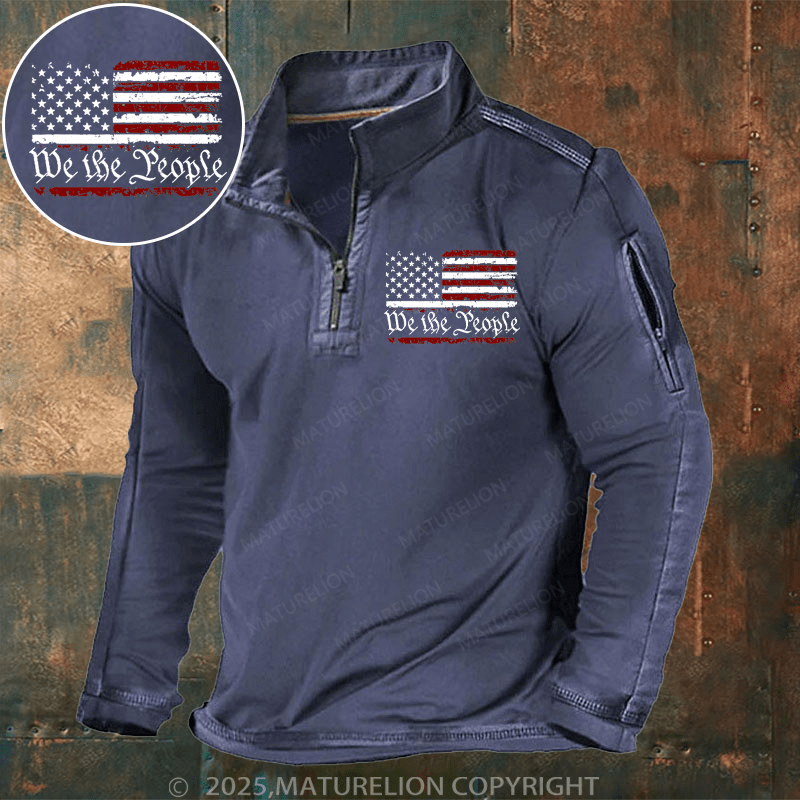 Maturelion Men's Henley Shirt We The People Us Flag Henley Shirt