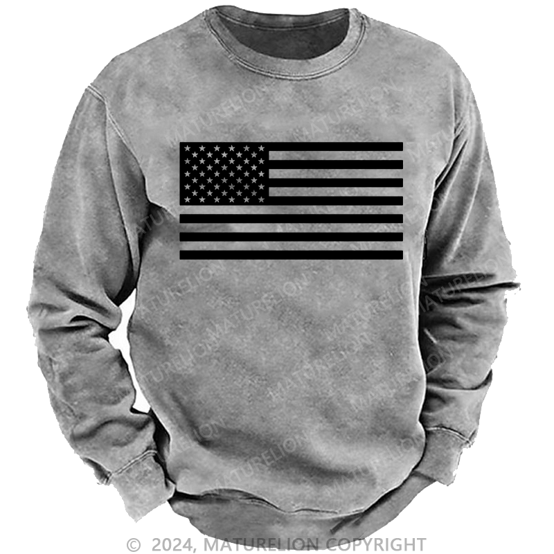 Maturelion Men's Sweatshirt Classic American Flag Print For Men Custom Sweatshirt