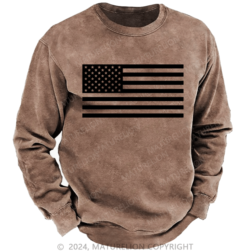 Maturelion Men's Sweatshirt Classic American Flag Print For Men Custom Sweatshirt