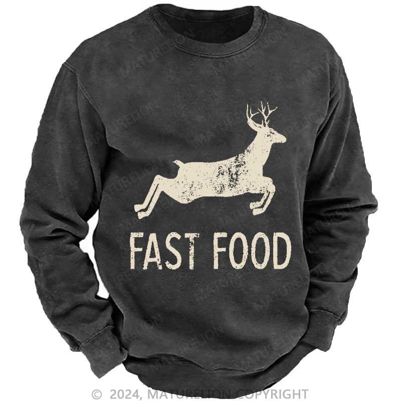 Maturelion Men's Sweatshirt Fast Food Funny Men Hunting Custom Sweatshirt