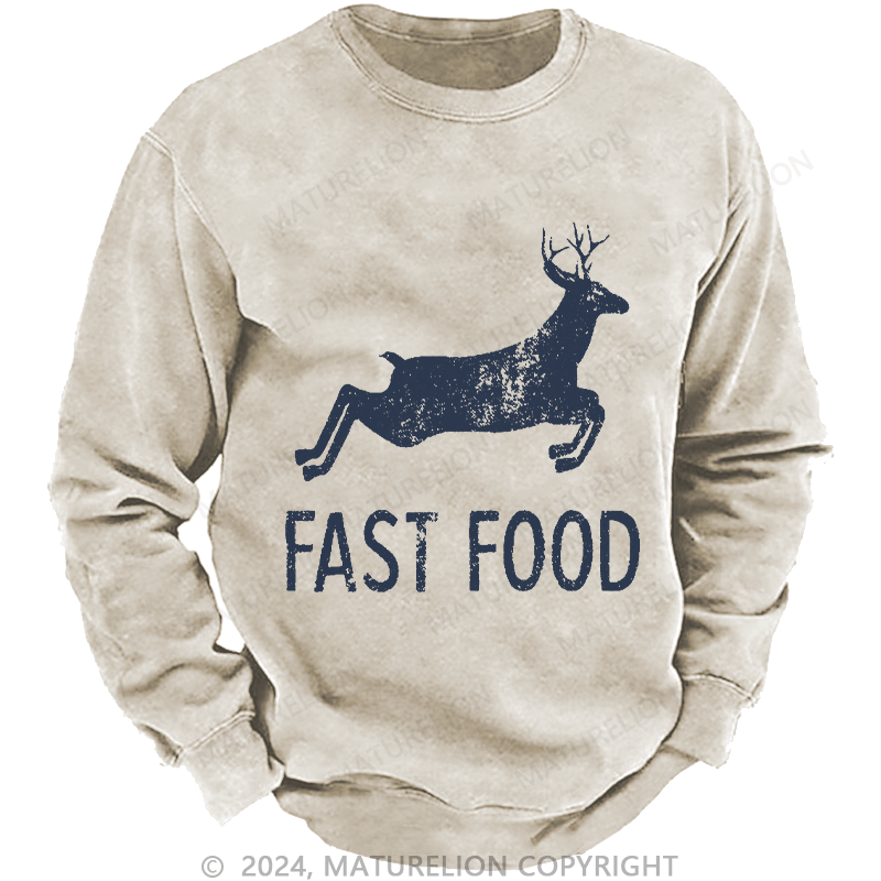 Maturelion Men's Sweatshirt Fast Food Funny Men Hunting Custom Sweatshirt