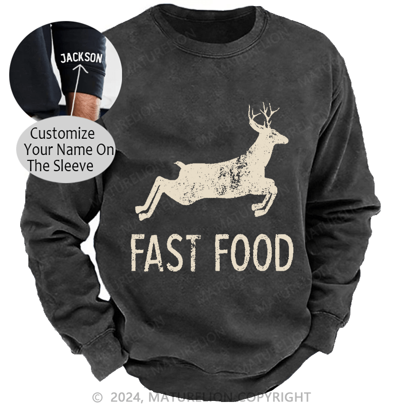 Maturelion Men's Sweatshirt Fast Food Funny Men Hunting Custom Sweatshirt