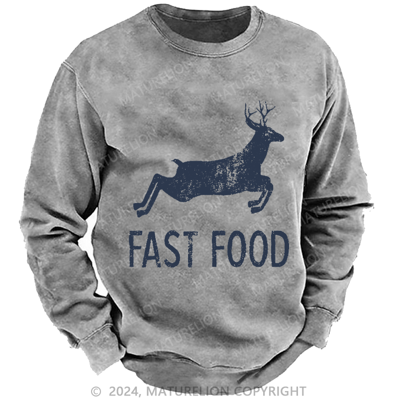 Maturelion Men's Sweatshirt Fast Food Funny Men Hunting Custom Sweatshirt