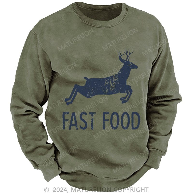 Maturelion Men's Sweatshirt Fast Food Funny Men Hunting Custom Sweatshirt