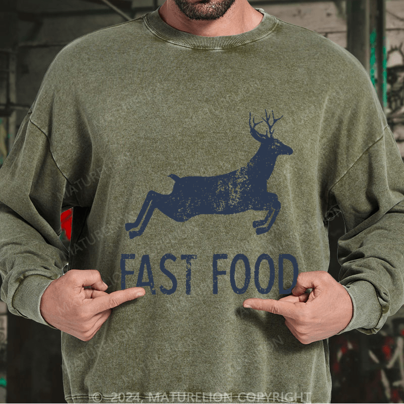 Maturelion Men's Sweatshirt Fast Food Funny Men Hunting Custom Sweatshirt