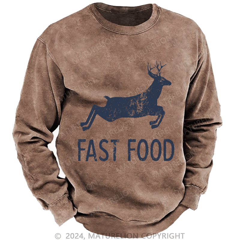 Maturelion Men's Sweatshirt Fast Food Funny Men Hunting Custom Sweatshirt