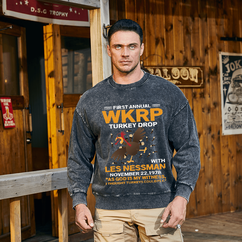 Maturelion Men's Sweatshirt First Annual Wkrp Turkey Drop Custom Sweatshirt