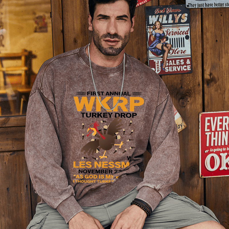 Maturelion Men's Sweatshirt First Annual Wkrp Turkey Drop Custom Sweatshirt