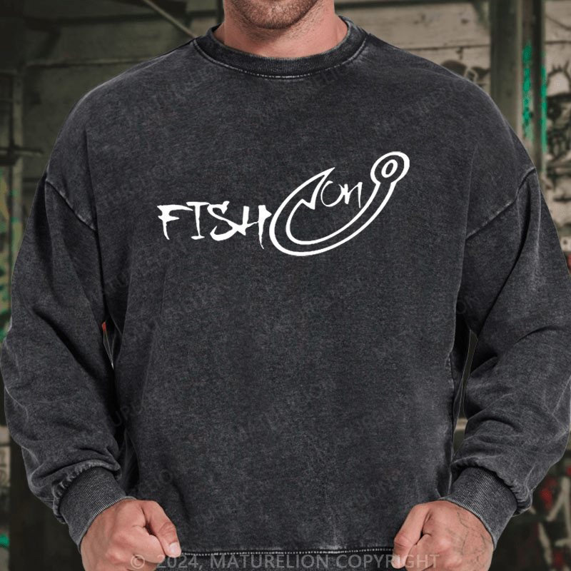 Maturelion Men's Sweatshirt Fish On Funny Fishing Custom Sweatshirt